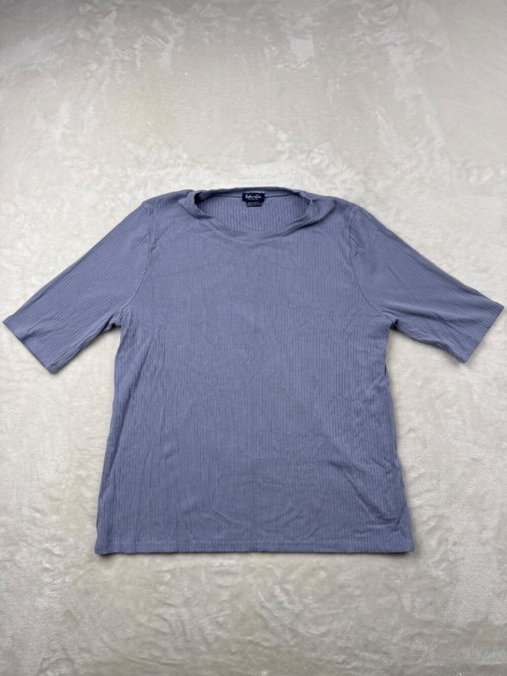 Splendid Womens Ribbed Short Sleeve Top Blue XL